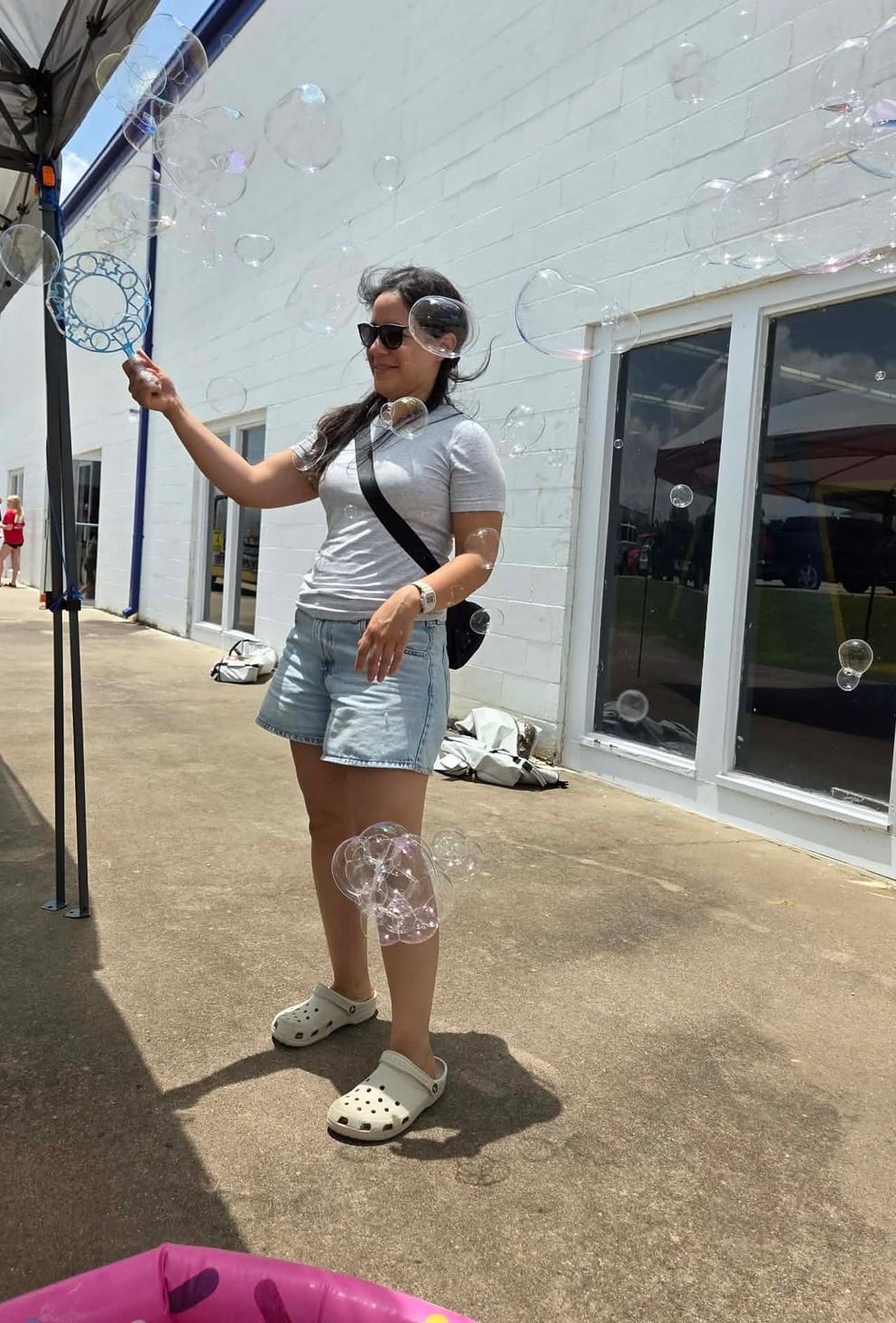 Giant bubbles at a Texas kids bubble party