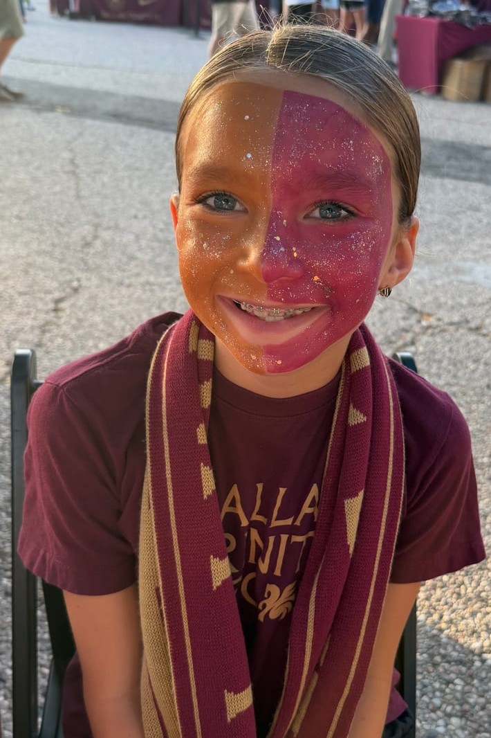 Soccer themed face painting at a Dallas kids party